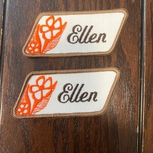 Vintage 1970’s Swiss Maid Quality Emblems Cursive Ellen Patch Set of 2